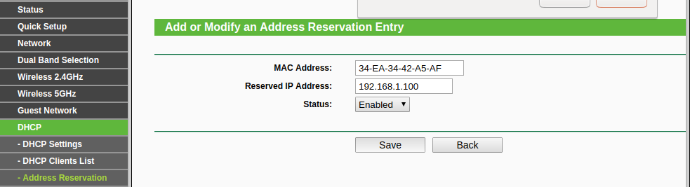Reserve the Blackbean IP Address